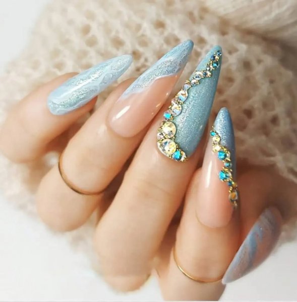  80 عکس طرح ناخن آبی