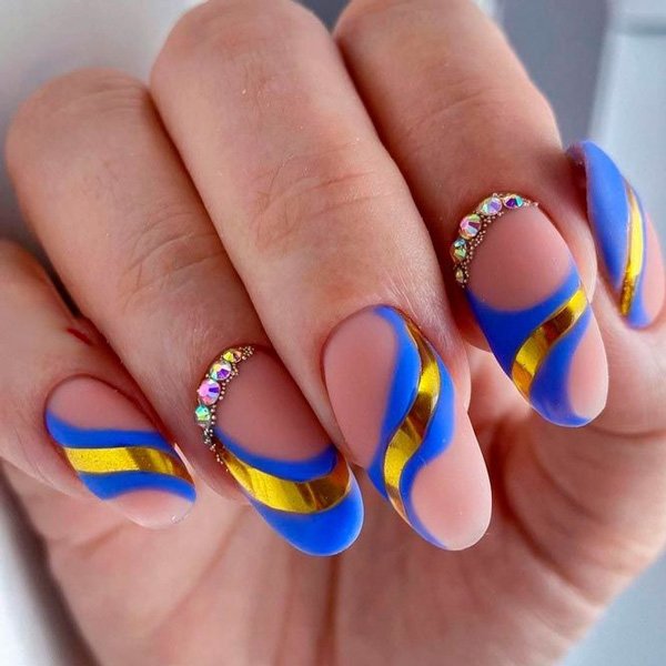  80 عکس طرح ناخن آبی