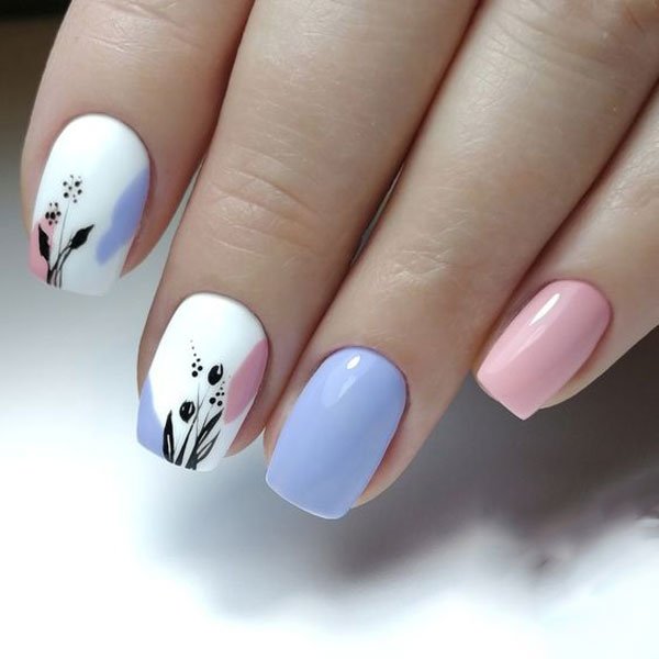  88 عکس طرح ناخن آبی پاستیلی