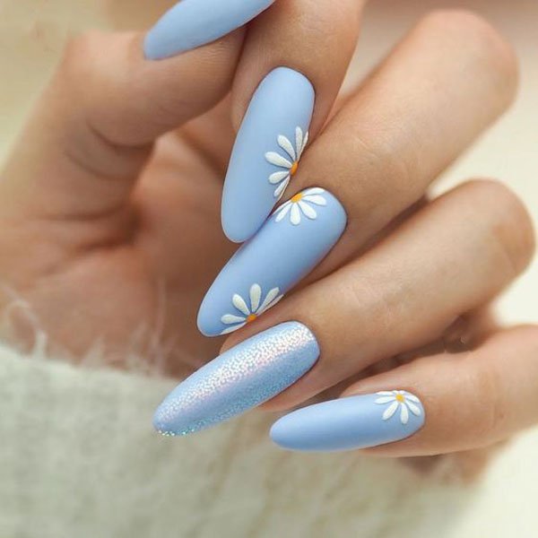  88 عکس طرح ناخن آبی پاستیلی