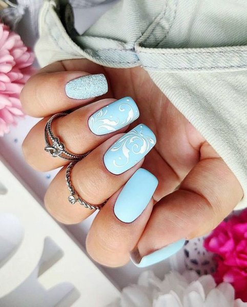  88 عکس طرح ناخن آبی پاستیلی