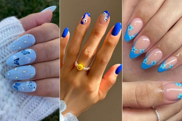  88 عکس طرح ناخن آبی پاستیلی