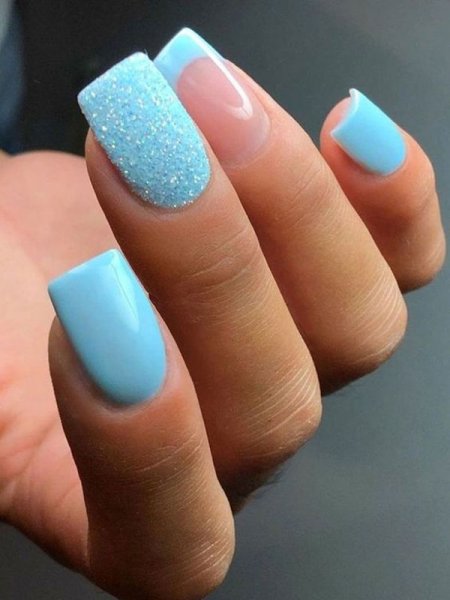  88 عکس طرح ناخن آبی پاستیلی