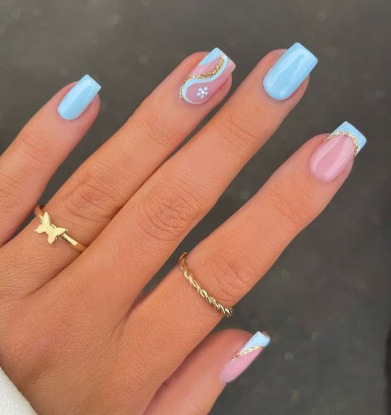  88 عکس طرح ناخن آبی پاستیلی