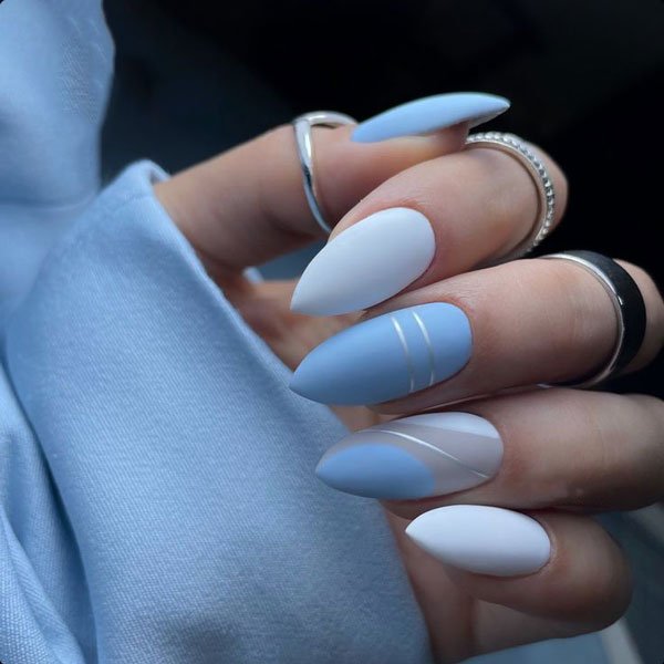  88 عکس طرح ناخن آبی پاستیلی