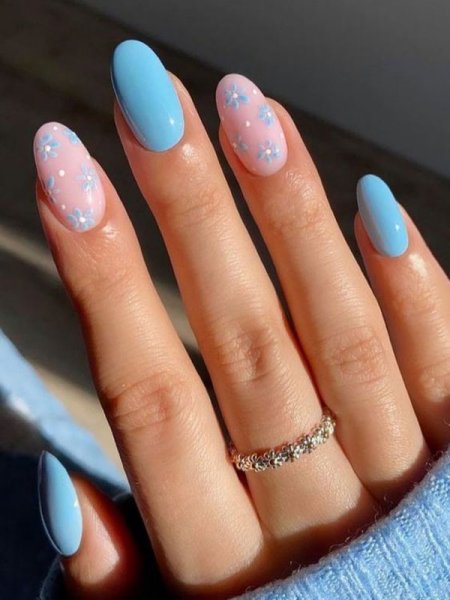  88 عکس طرح ناخن آبی پاستیلی