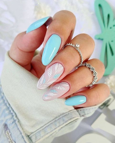  88 عکس طرح ناخن آبی پاستیلی