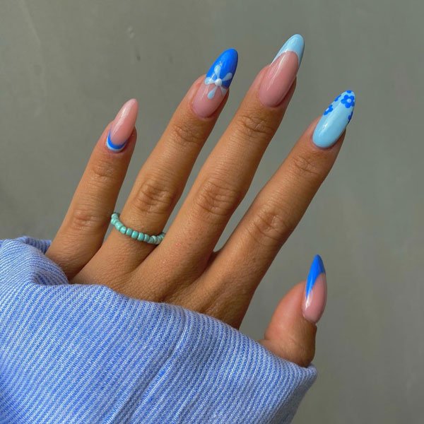  88 عکس طرح ناخن آبی پاستیلی