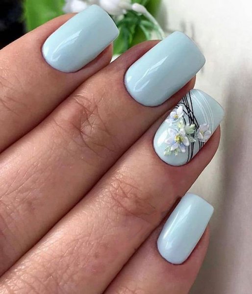  88 عکس طرح ناخن آبی پاستیلی