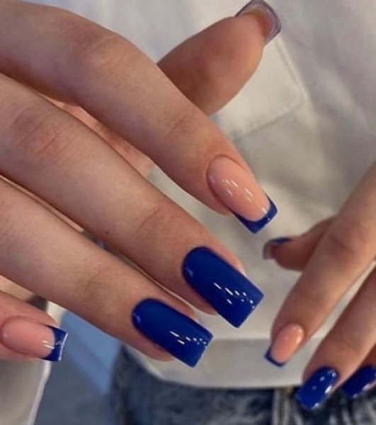  68 عکس طرح ناخن آبی کاربنی
