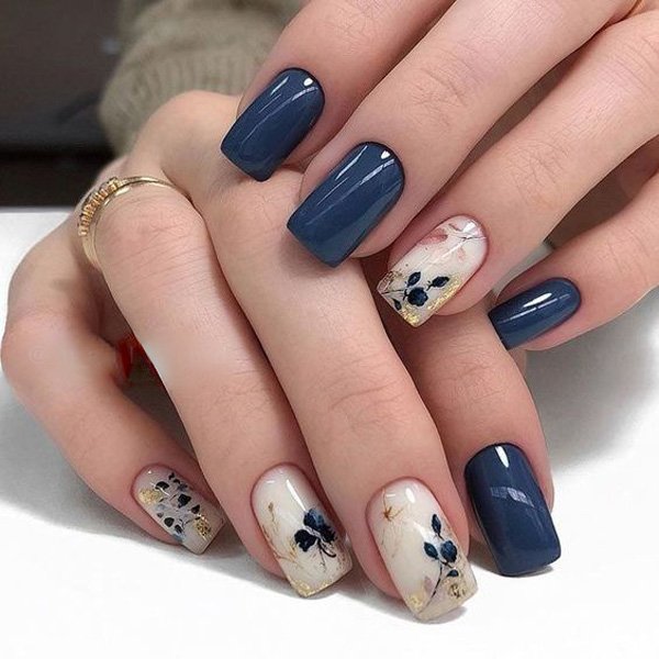  68 عکس طرح ناخن آبی کاربنی