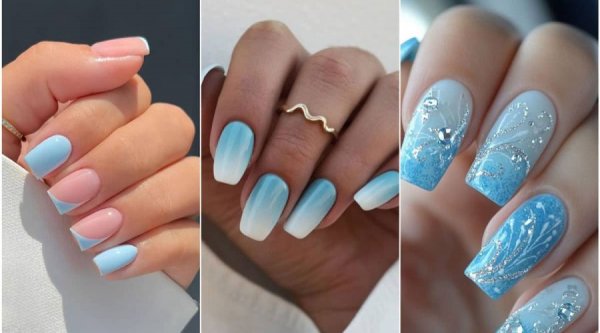 طرح ناخن ابی فیروزه ای