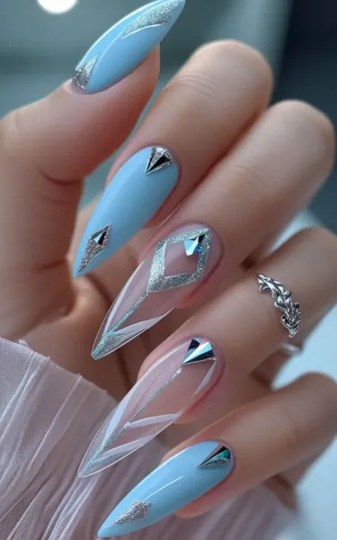 طرح ناخن ابی فیروزه ای