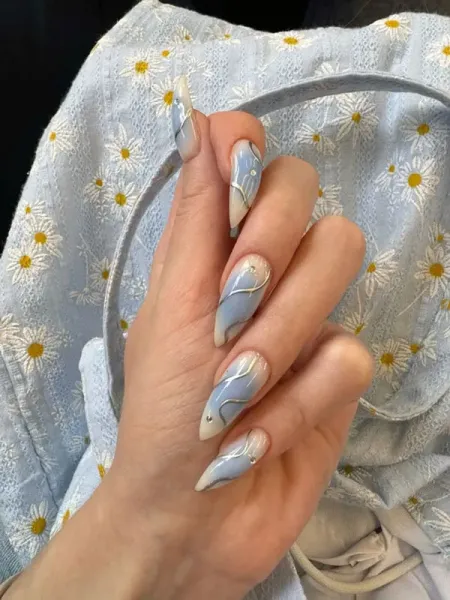 طرح ناخن ابی فیروزه ای