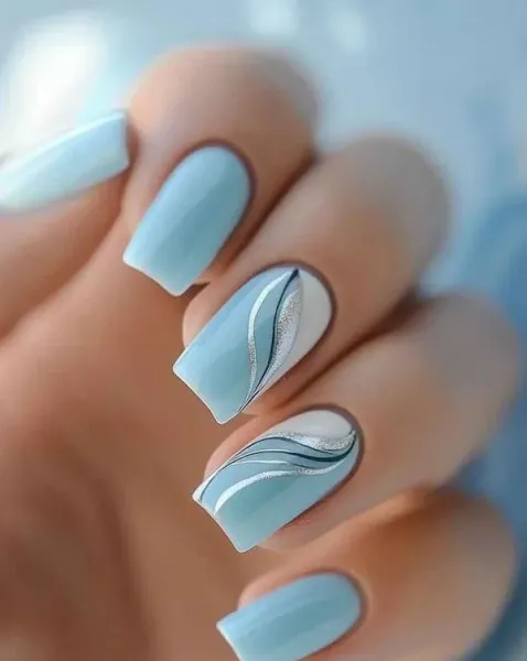 طرح ناخن ابی فیروزه ای