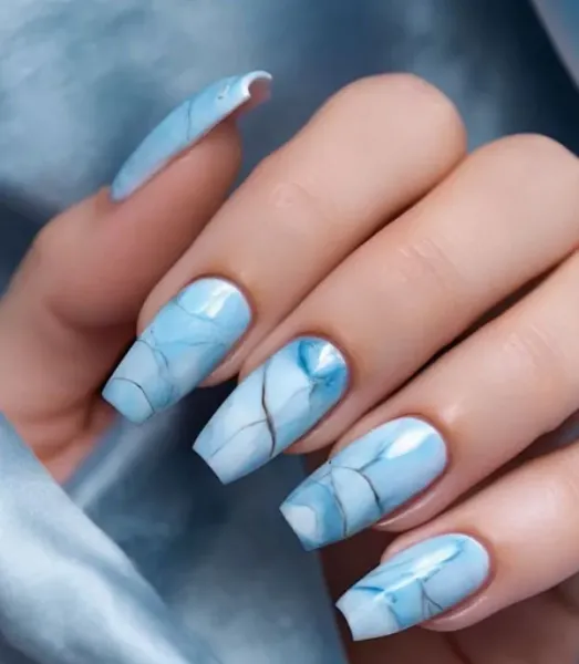 طرح ناخن ابی فیروزه ای