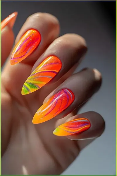  47 عکس طرح ناخن اکلیلی هفت رنگ