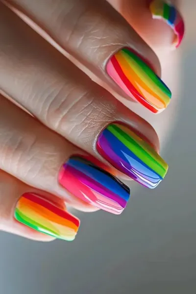  47 عکس طرح ناخن اکلیلی هفت رنگ