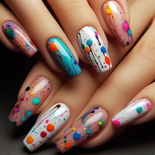  47 عکس طرح ناخن اکلیلی هفت رنگ