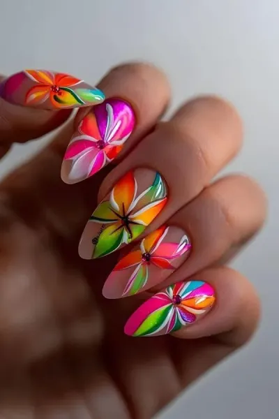  47 عکس طرح ناخن اکلیلی هفت رنگ