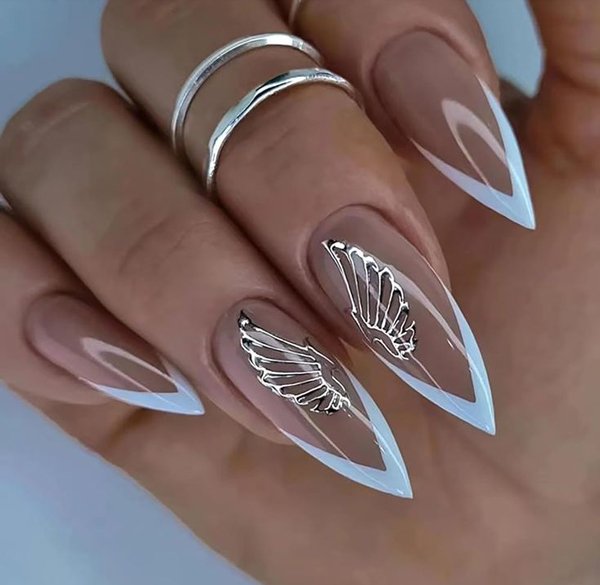  56 عکس مدل ناخن تیز فرنچ