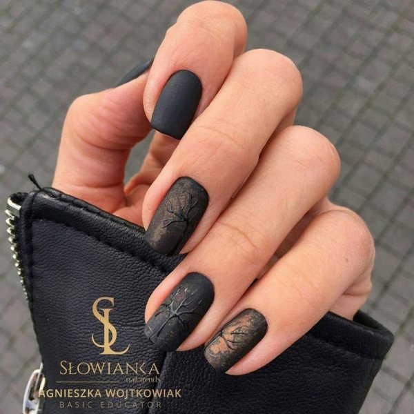  عکس طرح ناخن مشکی خفن کوتاه