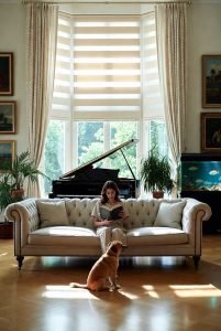  98 عکس پردهای ساده و شیک پذیرایی زبرا