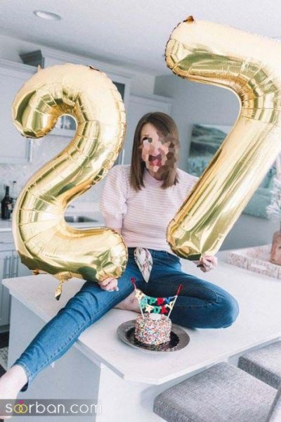  ژست عکس تولد دخترانه در خانه