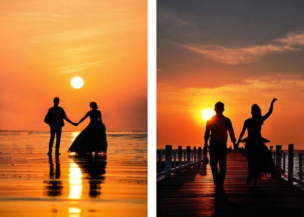  ژست عکس دونفره در طبیعت بهار