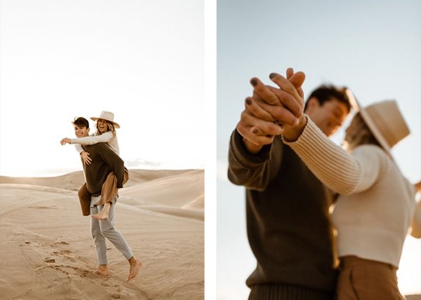  ژست عکس دونفره در طبیعت بهار