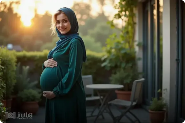  ژست عکس بارداری با حجاب