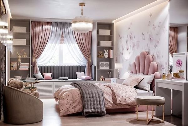  دکوراسیون اتاق خواب دخترانه لاکچری
