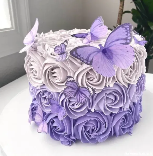  عکس کیک پاپیونی بنفش