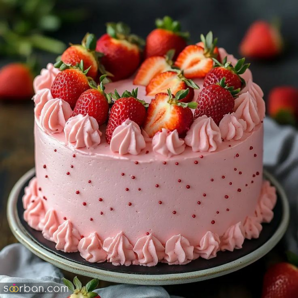  عکس کیک عروسی ترند توت فرنگی