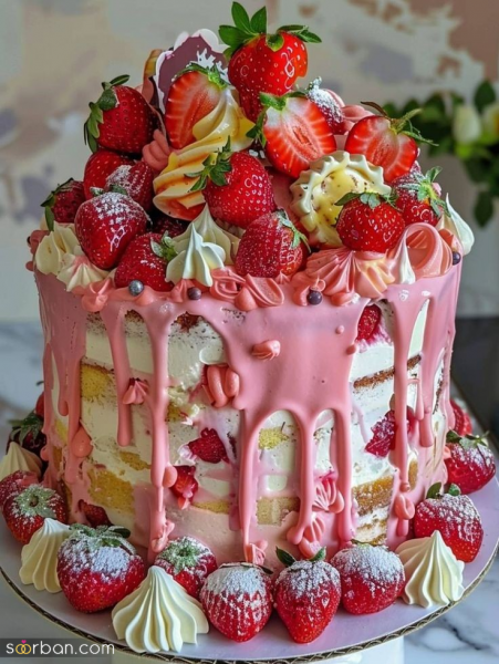  عکس کیک عروسی ترند توت فرنگی