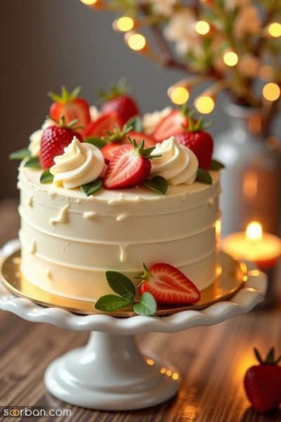  عکس کیک عروسی ترند توت فرنگی