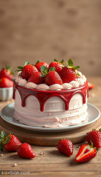  عکس کیک عروسی ترند توت فرنگی