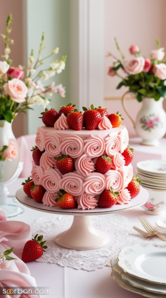  عکس کیک عروسی ترند توت فرنگی