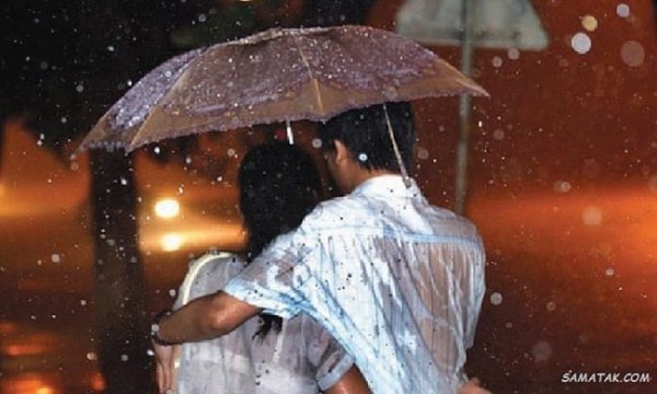  عکس بارانی عاشقانه دونفره