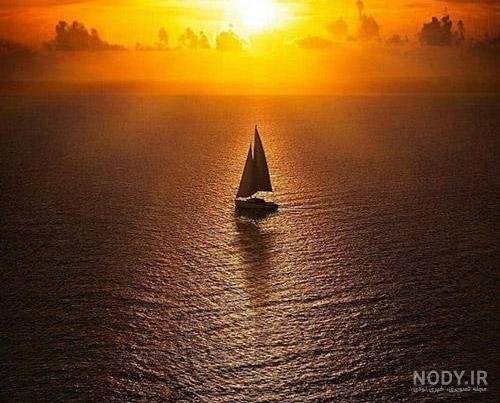  عکس غروب دریا غمگین