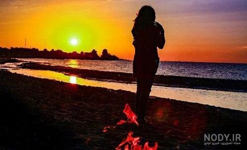  عکس غروب دریا غمگین