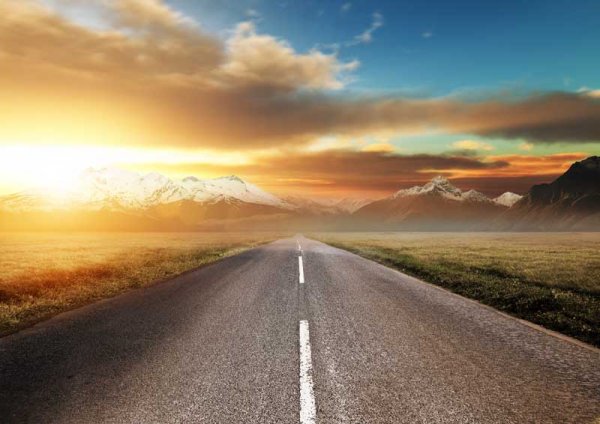  عکس از طلوع خورشید در جاده