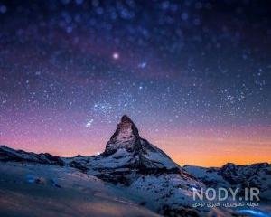  عکس کوه در شب