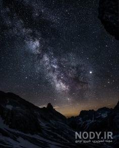  عکس کوه در شب