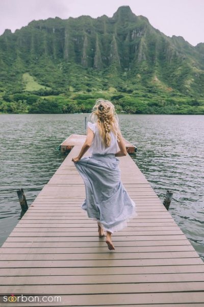  عکس دختر از پشت سر کنار دریا