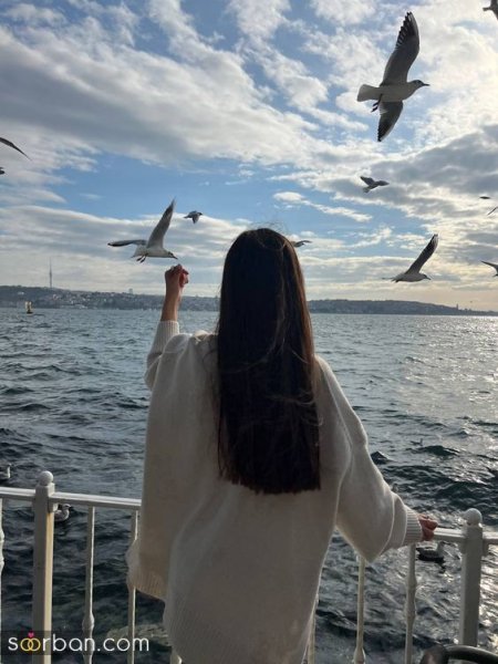  عکس دختر از پشت سر کنار دریا