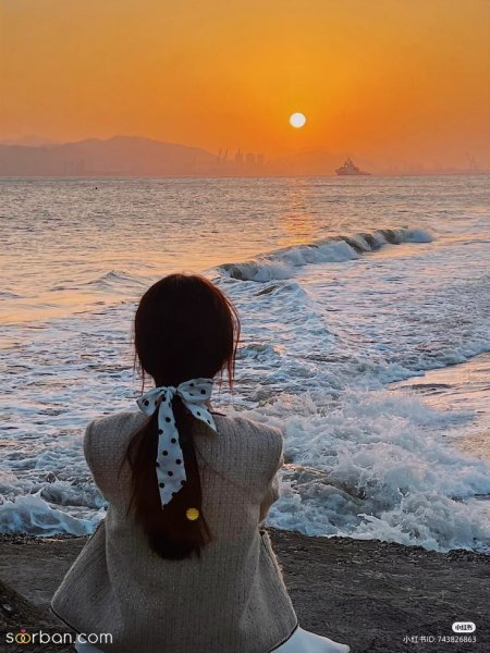  عکس دختر از پشت سر کنار دریا