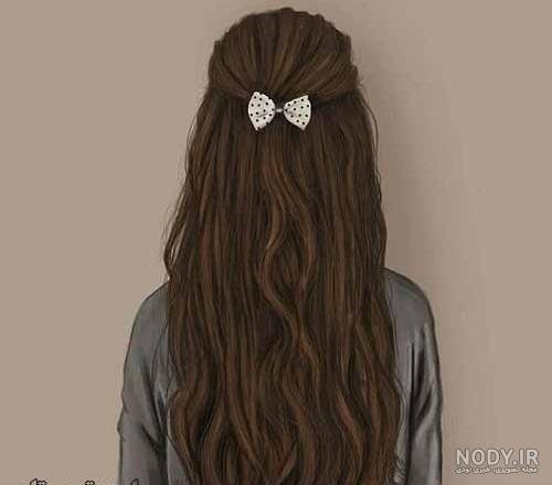  عکس دختر از پشت سر با موهای باز مشکی