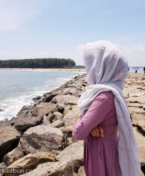  عکس دختر کنار دریا با مانتو