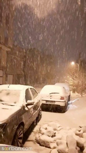  عکس کوه برفی در شب